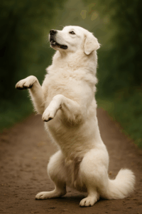 Männchen machen kann auch der Kuvasz lernen.