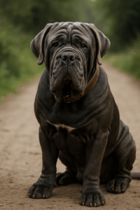 Mastino Napoletano auf dem Spaziergang