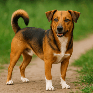 der österreichische pinscher mit weissen pfoten