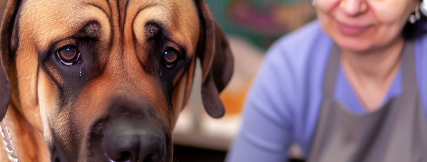 Broholmer Hund wird gepflegt